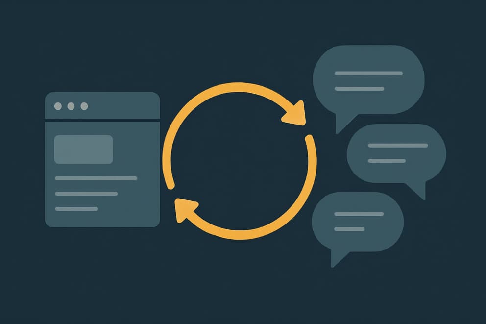 Illustration: golden loop between a prototype window and feedback speech bubbles